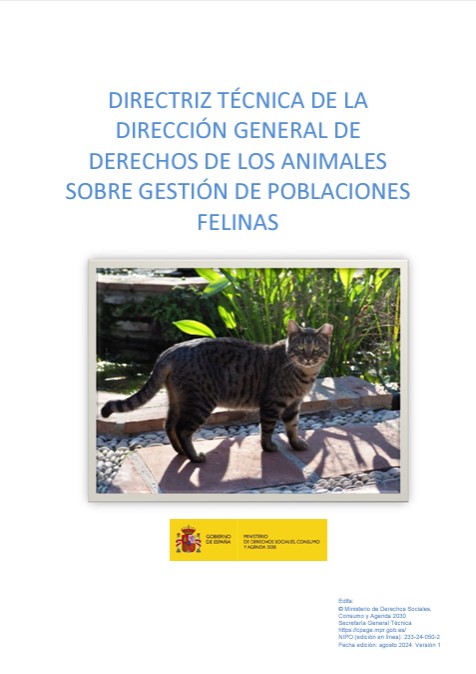 Directriz técnica de la Dirección General de Derechos de los Animales sobre gestión de poblaciones felinas