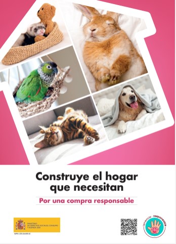 Construye el hogar que necesitan. Por una tenencia responsable. Comprar un animal de compañía (flyer)